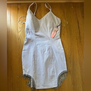 Silver Fringe Mini Dress